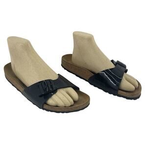 Birkenstock Madrid Black Birko Flor Slide Sandals Women’s Size 9 Pre-Owned